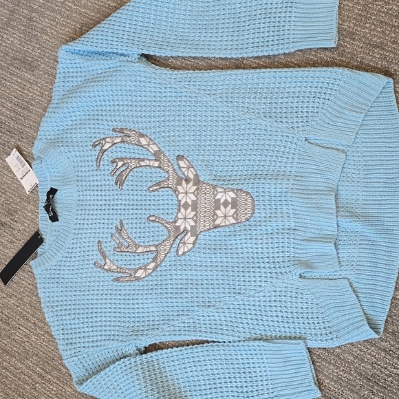 Sugar Rush Girls Light Blue Sweater with Antler Design NWT - Picture 3 of 10